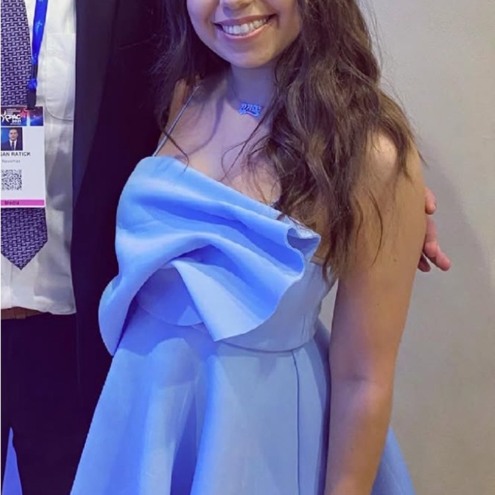 Elegant Light Blue Strapless Dress